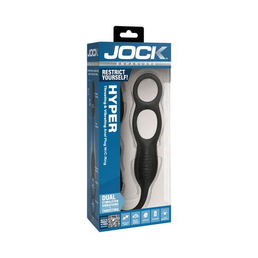 JOCK Silicone Vibrating Plug with Cock & Ball Ring and Remote Control