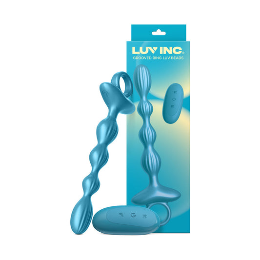 Luv Inc Gr41 Grooved Ring Luv Beads Metallic Blue – Textured Adult Ring Toy