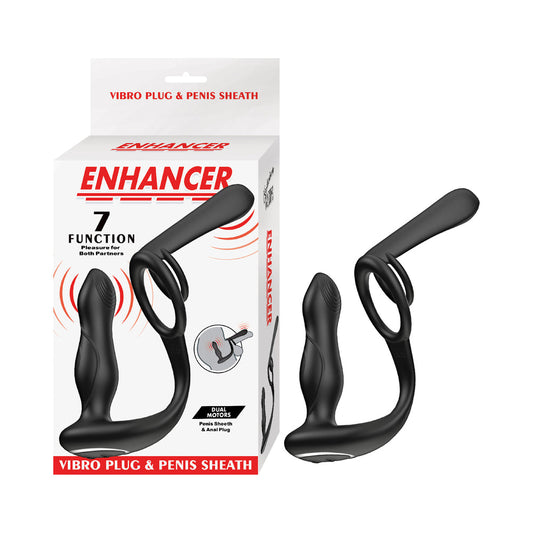 Enhancer Vibro Plug & Penis Sheath Black