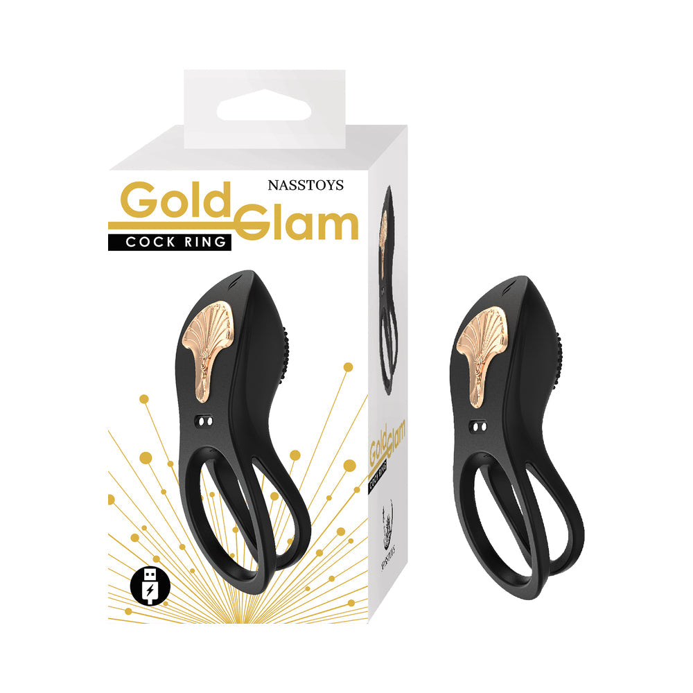 Gold Glam Cockring Black