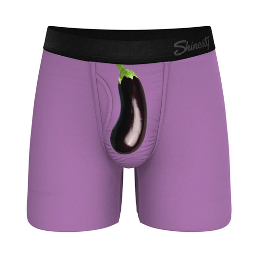 Shinesty The Double Entendre Eggplant Ball Hammock Pouch Underwear with Fly L
