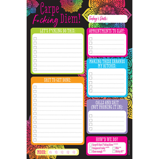 Carpe Fucking Diem Pad – Motivational Adult Notepad for Daily Positive Goals