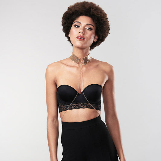 Bijoux Indiscrets Desir Metallique Collar Gold – Elegant Adult Choker, Restraint