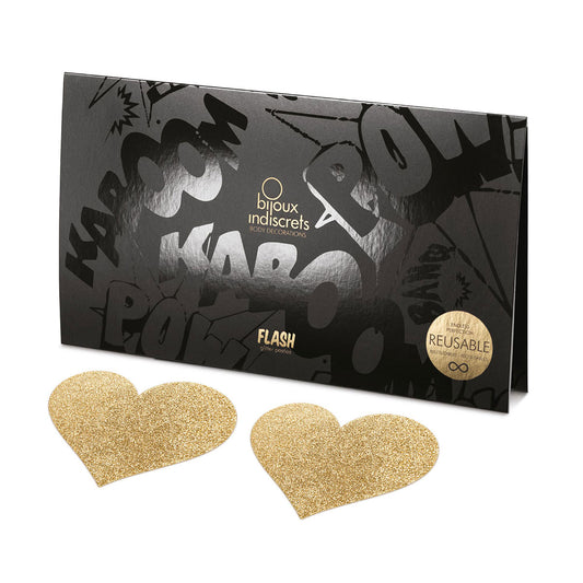 Bijoux Indiscrets Flash Pasties Gold Hearts – Adhesive Nipple Covers, Sexy Look