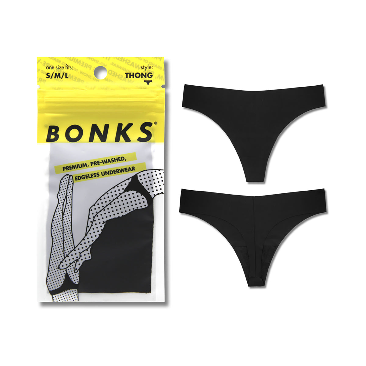 Bonks Black Magic Seamless Thong O/S - Sleek Comfortable Lingerie