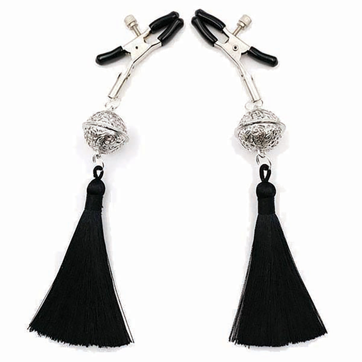 Sexy AF Black Tassel Nipple Clamps - Adjustable BDSM Clamps with Tassels