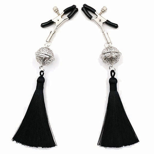 Sexy AF Black Tassel Nipple Clamps - Adjustable BDSM Clamps with Tassels