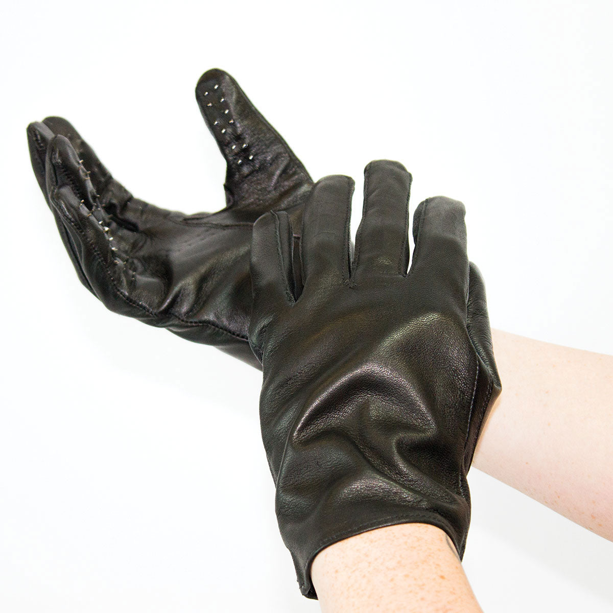 Vampire Gloves XL - Black Gothic Leather Gloves for Costume & BDSM