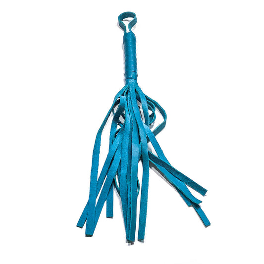 Soft Flogger 16" Aqua - Lightweight Leather Flogger for Sensual Play