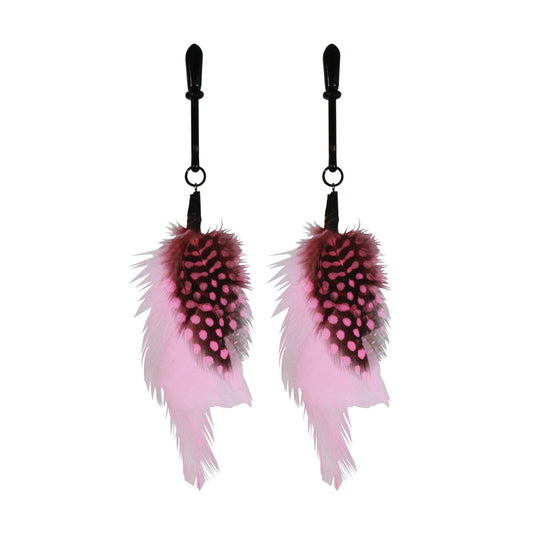 Sex Kitten Feather Clamps - Adjustable BDSM Nipple Clamps with Feathers