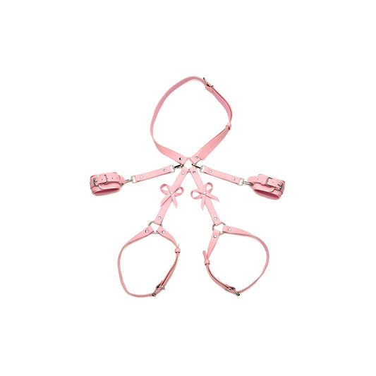 Bondage Harness with Bows M/L Pink - Feminine Adjustable BDSM Restraints
