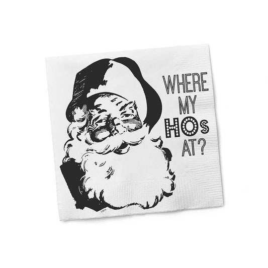 Twisted Wares Where My Ho's At? Napkins - Sassy Holiday Party Napkins