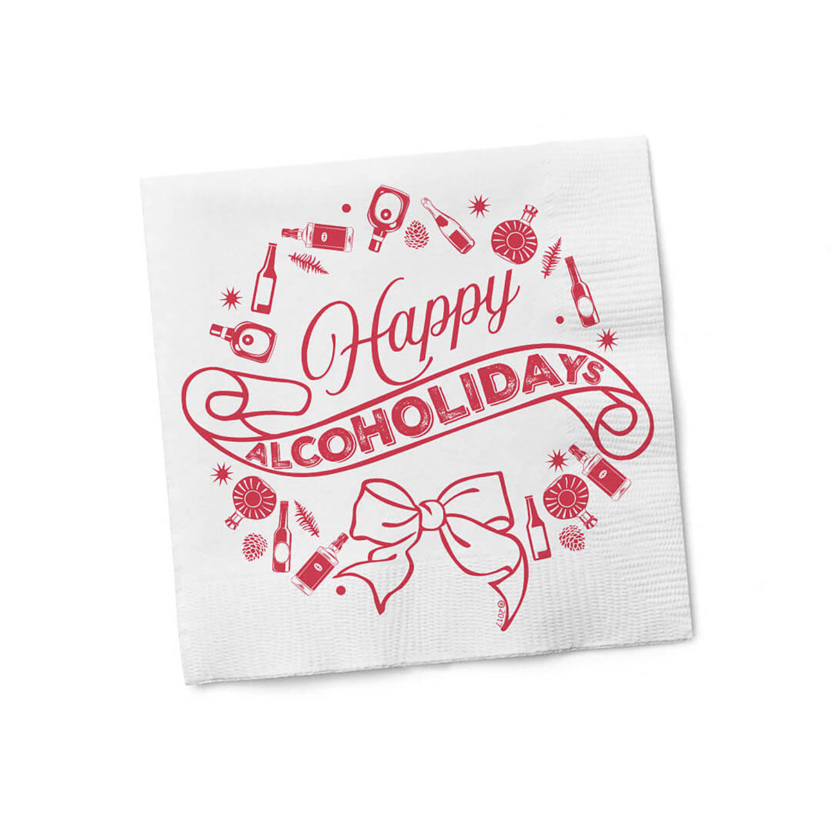 Twisted Wares Happy Alcoholidays Napkins - Festive Funny Christmas Napkins