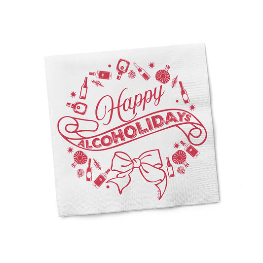 Twisted Wares Happy Alcoholidays Napkins - Festive Funny Christmas Napkins