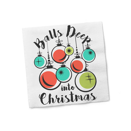Twisted Wares Balls Deep Into Christmas Napkins - Naughty Holiday Party Napkins