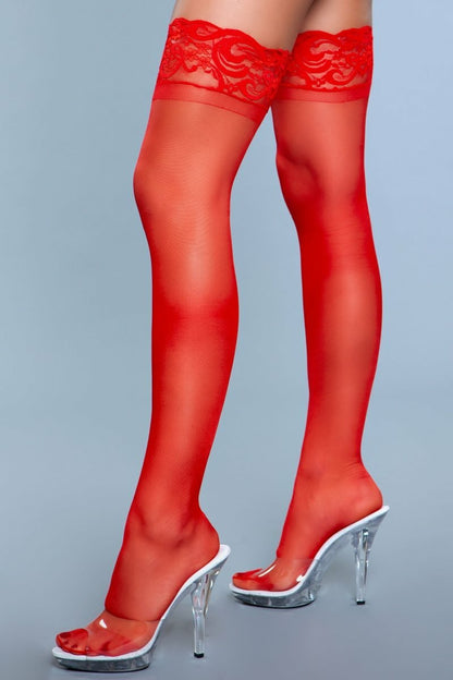 1919 Lace Over It Thigh Highs Red