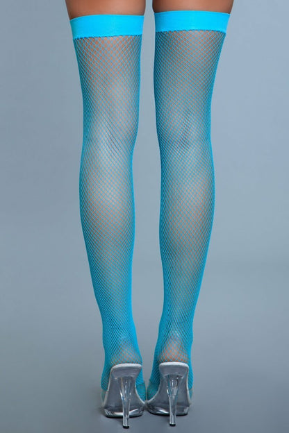 1931 Nylon Fishnet Thigh Highs Turquoise