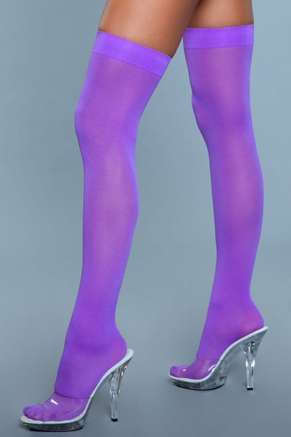 1932 Opaque Nylon Thigh Highs Purple