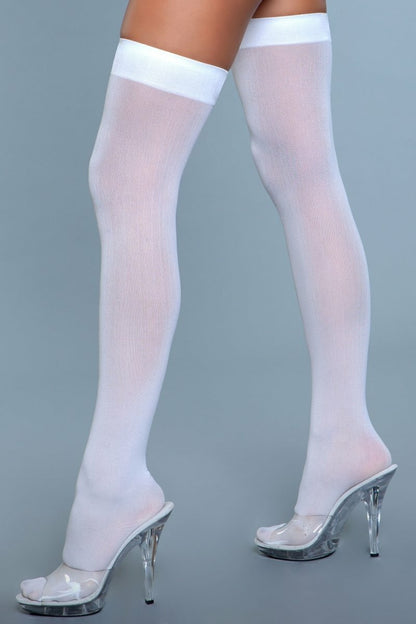 1932 Opaque Nylon Thigh Highs White