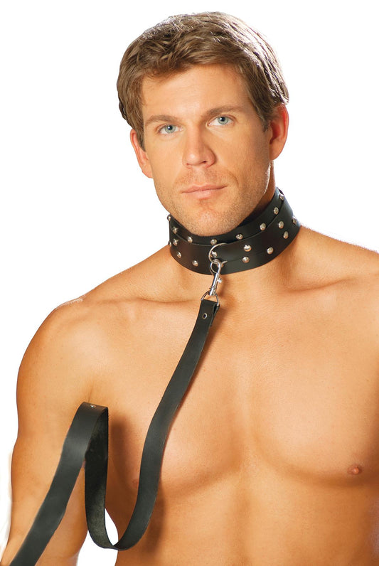 Leather Collar W- Studs And O