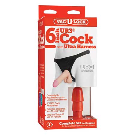 Vac-U-Lock - 7 Inch ULTRASKYN Cock - With Ultra Harness White