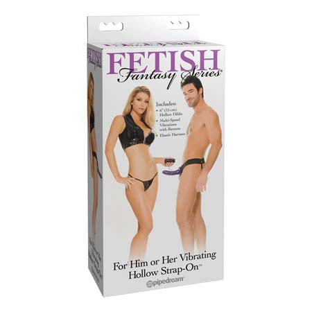 Fetish Fantasy For Him or Her Vibrating Hollow Strap-On Purple