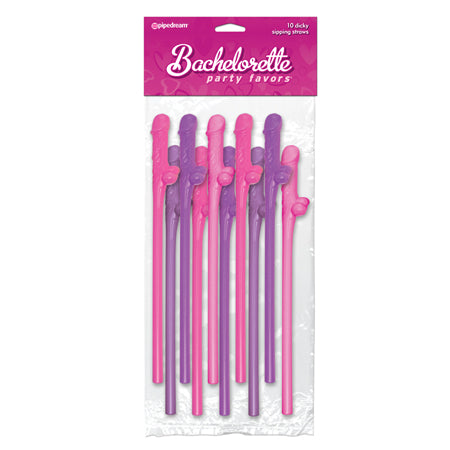 Bachelorette Party Favors Dicky Sipping Straws Pink-Purple 10pc.