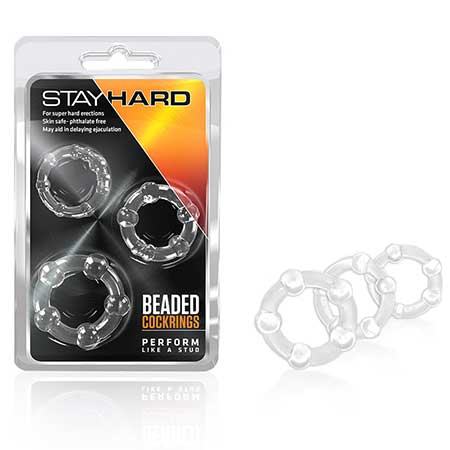 Stay Hard - Beaded Cockrings - Clear