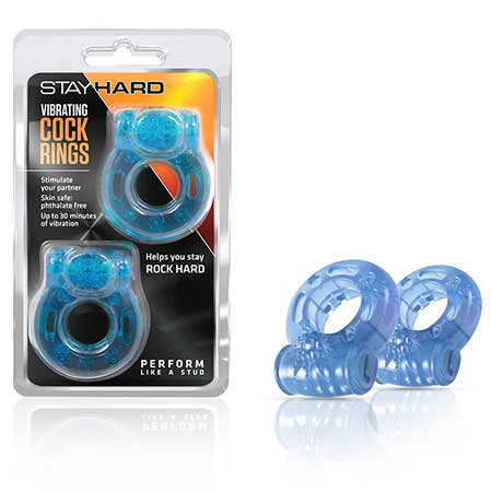 Stay Hard - Vibrating Cockrings - 2 Pack - Blue