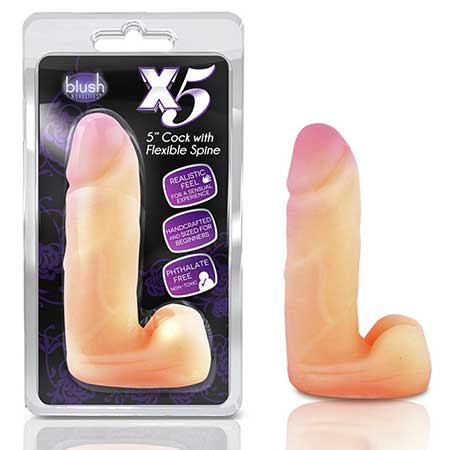 X5 Plus - 5in Cock with Flexible Spine - Beige