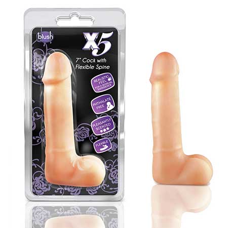 X5 Plus - 7in Cock with Flexible Spine - Beige