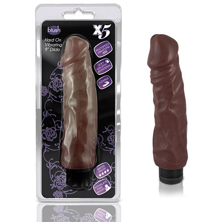 X5 Plus - Hard On Vibrating 9in Dildo - Brown