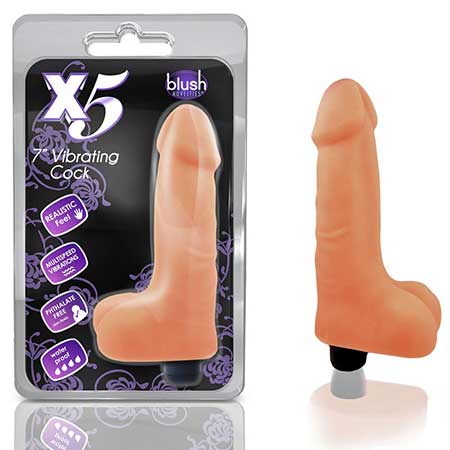 X5 Plus 7 in. Vibrating Cock Beige
