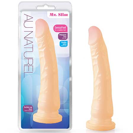 Au Naturel Mr. Slim 9.25 in. Posable Dual Density Dildo Beige