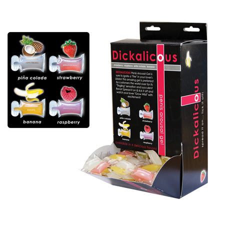 Dickalicious Intimate Arousal Gel Assorted Flavor 2 mL Tubes 144-Piece Display