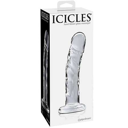 Icicles No. 62 Curved Realistic 6.5 in. Glass Dildo Clear