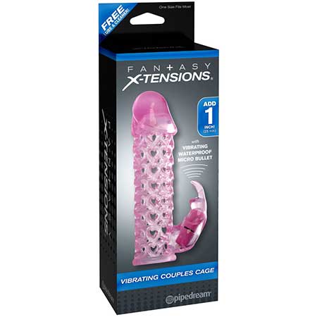 Fantasy X-tensions Vibrating Couples Cage 1 in. Extension Pink
