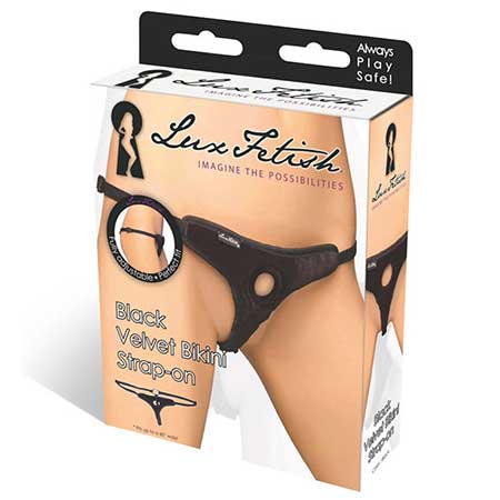 Lux Fetish Black Velvet Bikini Strap-on