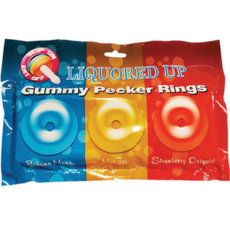 Liquored Up Pecker Gummy Rings-3pk (Bahama Mama, Mai Tai and Strawberry Daiquiri