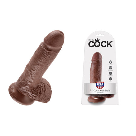 King Cock - 7in Cock W- Balls Brown