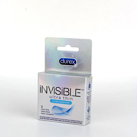 Durex Invisible Ultra Thin Ultra Sensitive Latex Condoms 3pk