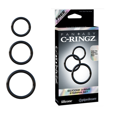 Fantasy C-Ringz Silicone 3-Ring Stamina Set Black