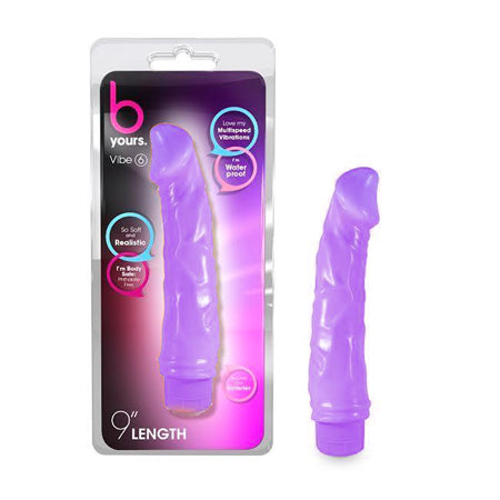 B Yours Vibe 6 Realistic 9.25 in. Vibrating Dildo Purple