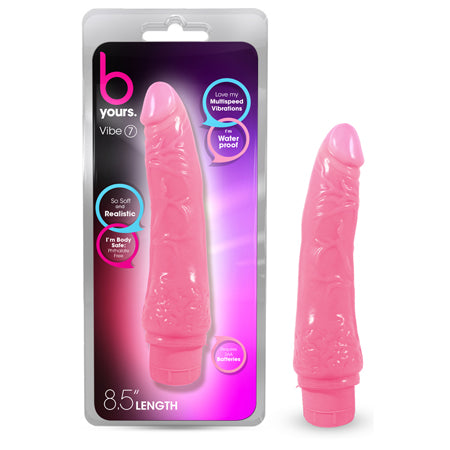B Yours Vibe 7 Realistic 8.75 in. Vibrating Dildo Pink