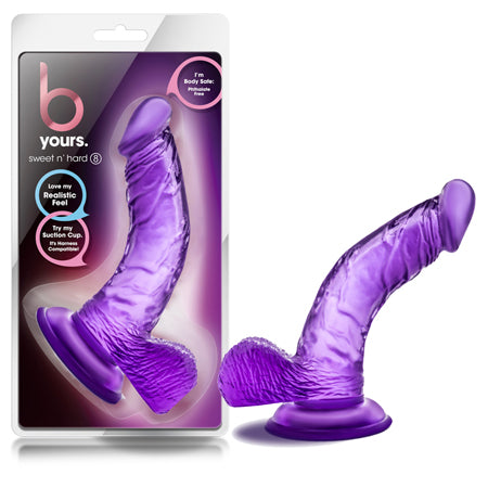 B Yours Sweet 'n Hard 8 Realistic 6.5 in. Dildo with Balls Purple