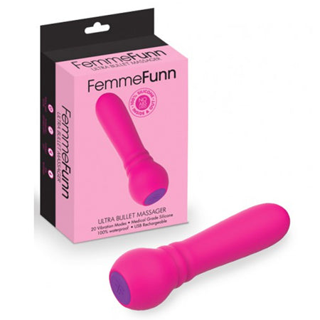 FemmeFunn Ultra Bullet Silicone 20 Function USB Rechargeable Waterproof Pink