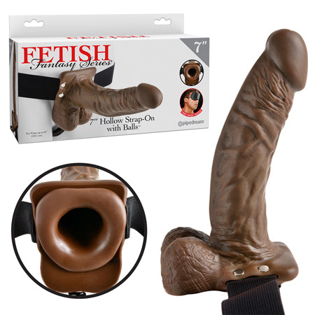 Fetish Fantasy Series 7in Hollow Strap-On with Balls Brown