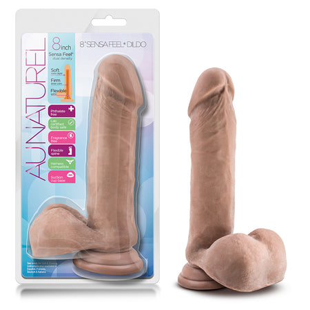 Au Naturel 8 in. Posable Dual Density Dildo with Balls Tan
