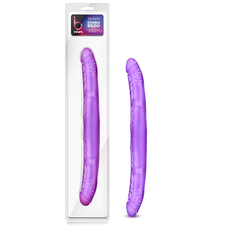 B Yours - 16in Double Dildo - Purple