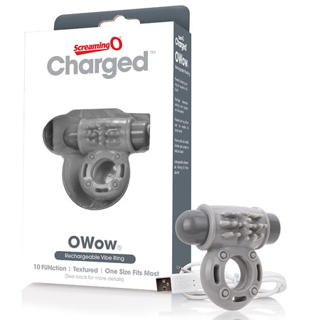 Screaming O Charged OWow Vooom Vibrating Cock Ring - Grey
